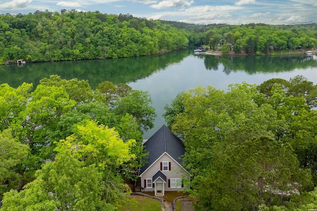 1745 Thornton Ferry Rd, Hot Springs, AR 71913 - birds eye view of property featuring a water view and a view of trees