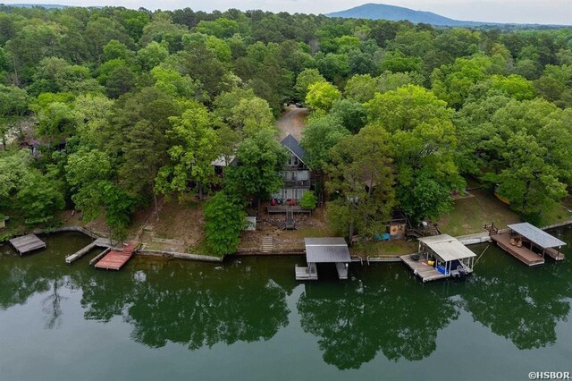 1745 Thornton Ferry Rd, Hot Springs, AR 71913 - birds eye view of property with a water view and a wooded view