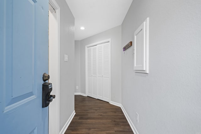 203 Stearns Pt Unit F3, Hot Springs, AR 71913 - hallway featuring baseboards, dark wood-style floors, and recessed lighting