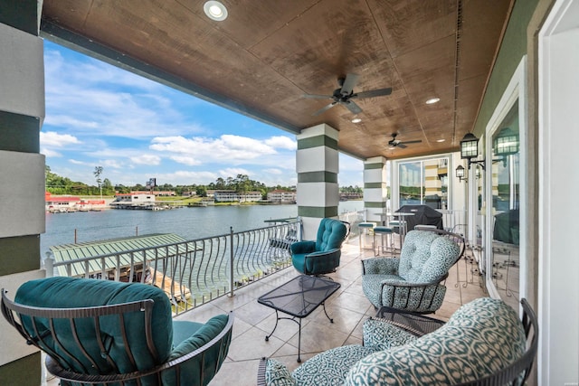 347 Paradise Pt, Hot Springs, AR 71913 - view of patio / terrace with a water view and a ceiling fan