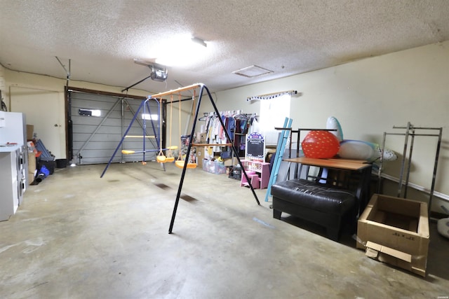 garage with a garage door opener