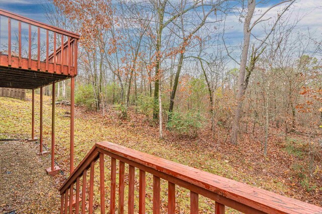 view of yard with a wooden deck