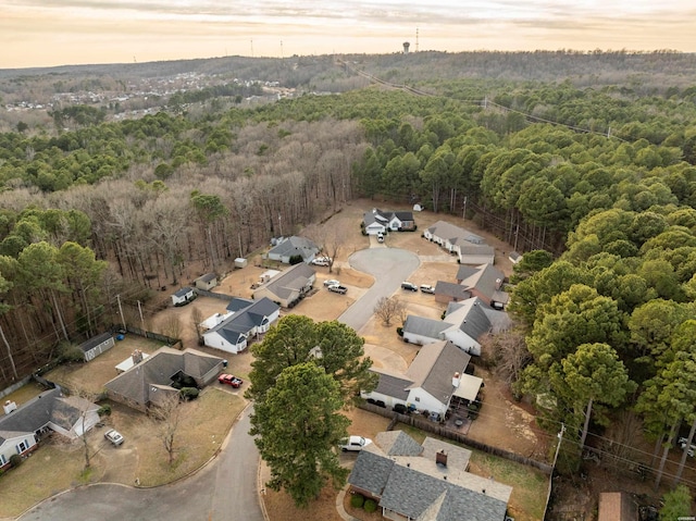 bird's eye view featuring a forest view