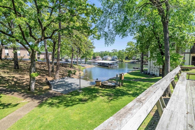 water view with a boat dock