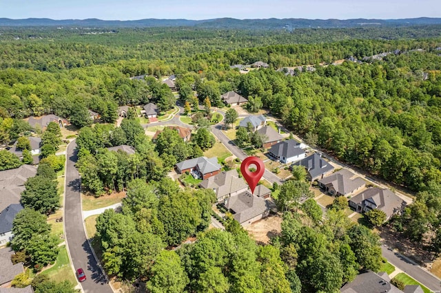 bird's eye view with a residential view and a forest view