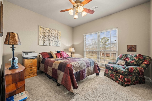 121 Wildwood Forest Rd, Hot Springs, AR 71913 - bedroom featuring a ceiling fan, carpet, and visible vents