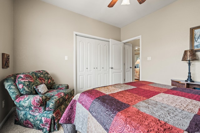 121 Wildwood Forest Rd, Hot Springs, AR 71913 - bedroom featuring a ceiling fan, carpet, and a closet