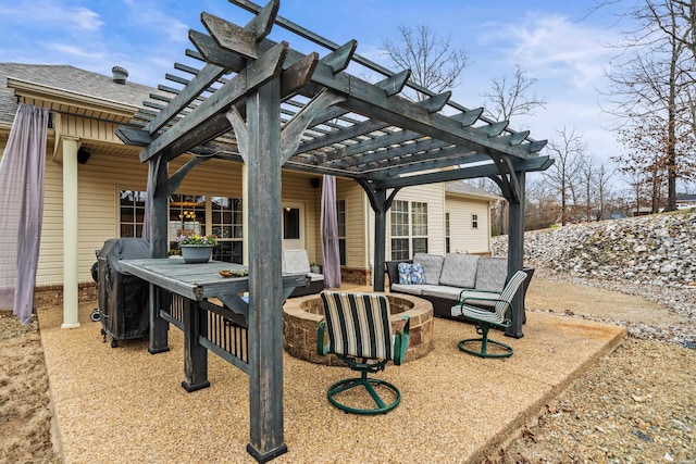 121 Wildwood Forest Rd, Hot Springs, AR 71913 - view of patio / terrace featuring a pergola, an outdoor living space, and a grill