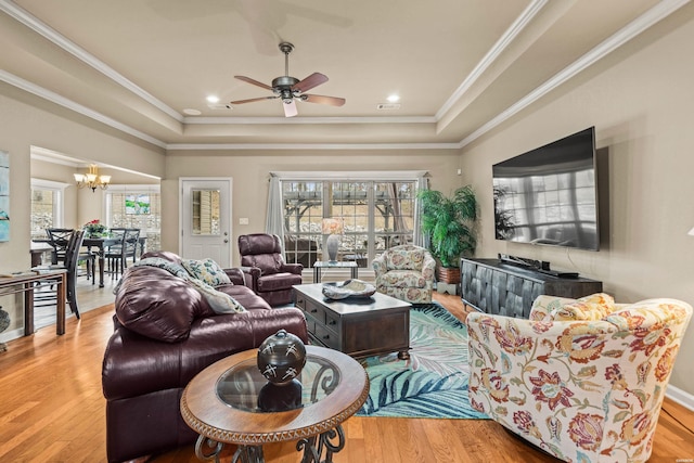 121 Wildwood Forest Rd, Hot Springs, AR 71913 - living area with plenty of natural light, a tray ceiling, and wood finished floors