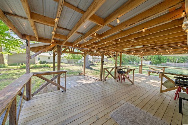 711 S Red St, Sheridan, AR 72150 - wooden terrace featuring a lawn and fence