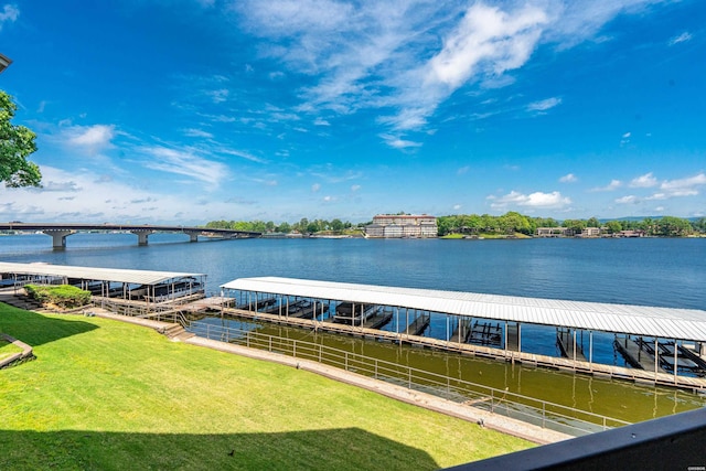 dock area featuring a water view
