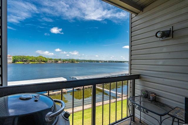 balcony with a water view