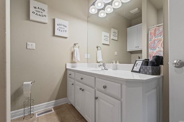 141 Central Ter Unit B, Hot Springs, AR 71913 - full bathroom featuring baseboards, vanity, visible vents, and tile patterned floors