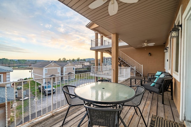 141 Central Ter Unit B, Hot Springs, AR 71913 - deck featuring outdoor dining area and ceiling fan