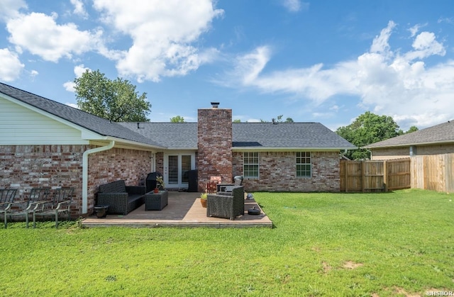 200 Cole Pl, Hot Springs, AR 71901 - rear view of property featuring brick siding, an outdoor hangout area, a chimney, and a deck