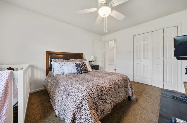 200 Cole Pl, Hot Springs, AR 71901 - bedroom featuring carpet flooring, a closet, and ceiling fan