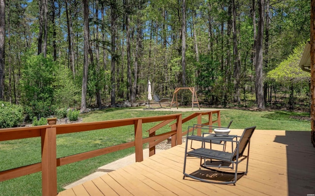 5 Arga Pl, Hot Springs, AR 71909 - deck featuring a lawn and a playground