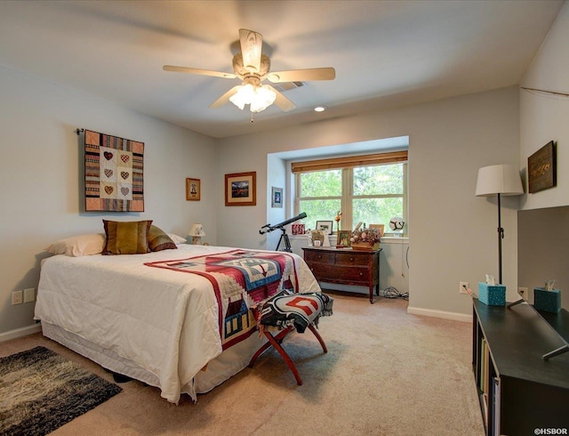 173C Pebble Beach Pl, Hot Springs, AR 71913 - bedroom with light carpet, baseboards, and ceiling fan