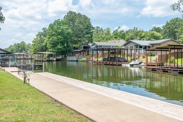 dock area with a water view