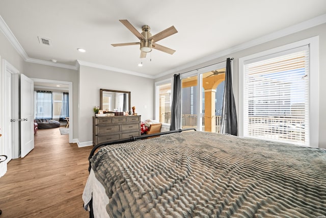 150 Villa Pointe Pt Unit A, Hot Springs, AR 71913 - bedroom featuring wood finished floors, recessed lighting, crown molding, baseboards, and ceiling fan