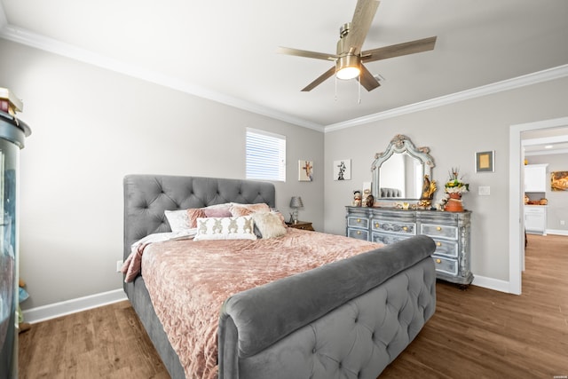 150 Villa Pointe Pt Unit A, Hot Springs, AR 71913 - bedroom with crown molding, dark wood-type flooring, baseboards, and ceiling fan