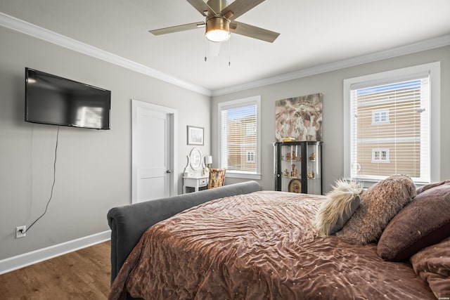 150 Villa Pointe Pt Unit A, Hot Springs, AR 71913 - bedroom featuring ornamental molding, wood finished floors, baseboards, and ceiling fan