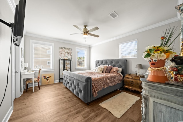 150 Villa Pointe Pt Unit A, Hot Springs, AR 71913 - bedroom with ornamental molding, light wood-style floors, baseboards, and ceiling fan