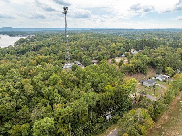 drone / aerial view featuring a view of trees