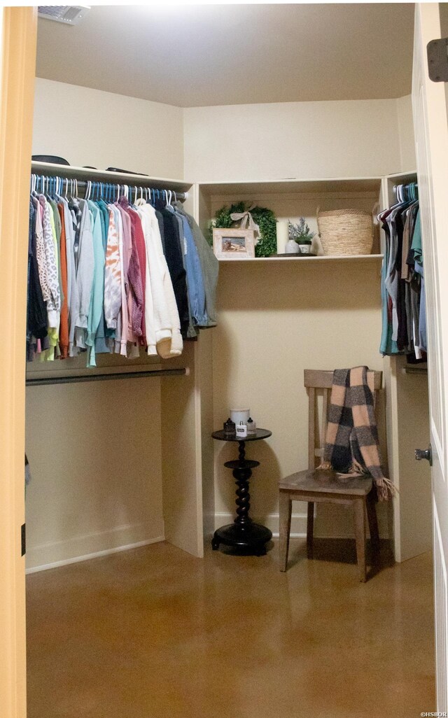 spacious closet with visible vents