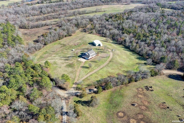 bird's eye view featuring a rural view