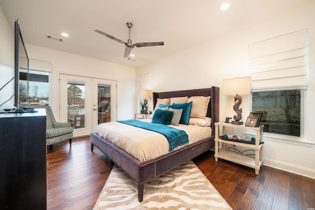 1129 Marion Anderson Rd, Hot Springs, AR 71913 - bedroom with french doors, access to exterior, hardwood / wood-style floors, recessed lighting, and baseboards