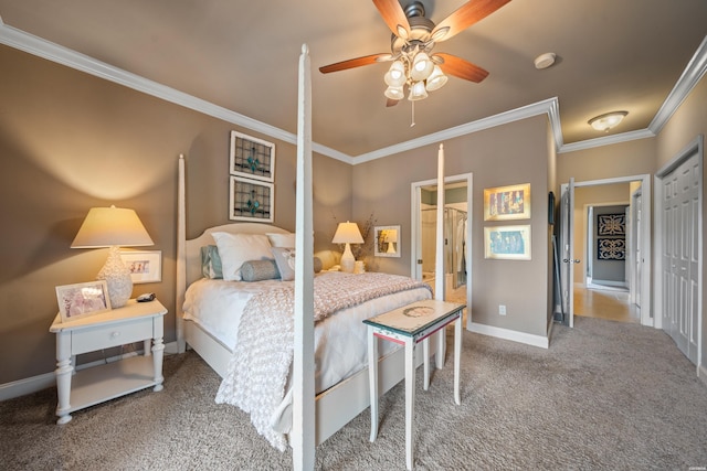 409 Halteria Ln Unit B, Hot Springs, AR 71913 - bedroom featuring carpet, ornamental molding, and a ceiling fan
