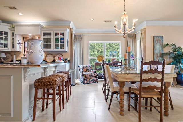 409 Halteria Ln Unit B, Hot Springs, AR 71913 - dining room featuring a chandelier, crown molding, and recessed lighting