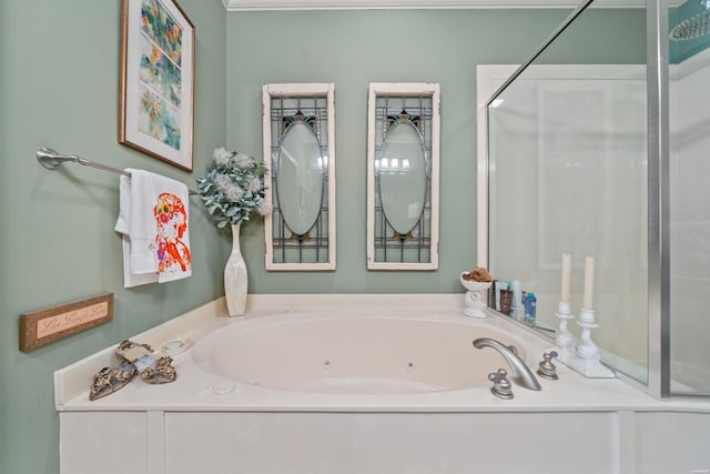 409 Halteria Ln Unit B, Hot Springs, AR 71913 - bathroom featuring a tub with jets and a shower