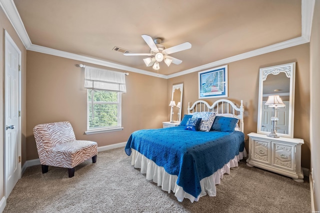 409 Halteria Ln Unit B, Hot Springs, AR 71913 - bedroom featuring carpet, ornamental molding, and ceiling fan