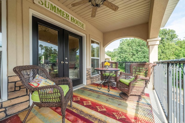 409 Halteria Ln Unit B, Hot Springs, AR 71913 - view of patio featuring ceiling fan and french doors
