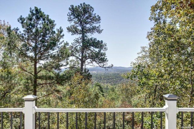 property view of mountains featuring a wooded view