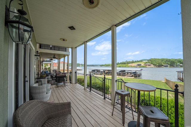 125 Eagle View Pt, Hot Springs, AR 71913 - wooden deck featuring a water view and a yard