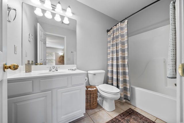 125 Eagle View Pt, Hot Springs, AR 71913 - bathroom featuring toilet, tile patterned floors, vanity, and shower / tub combo with curtain
