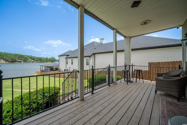 125 Eagle View Pt, Hot Springs, AR 71913 - deck with a water view and a lawn