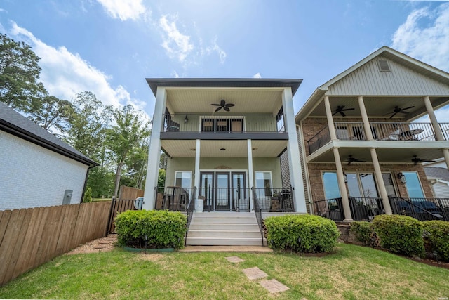 125 Eagle View Pt, Hot Springs, AR 71913 - back of house with ceiling fan, a balcony, and stucco siding