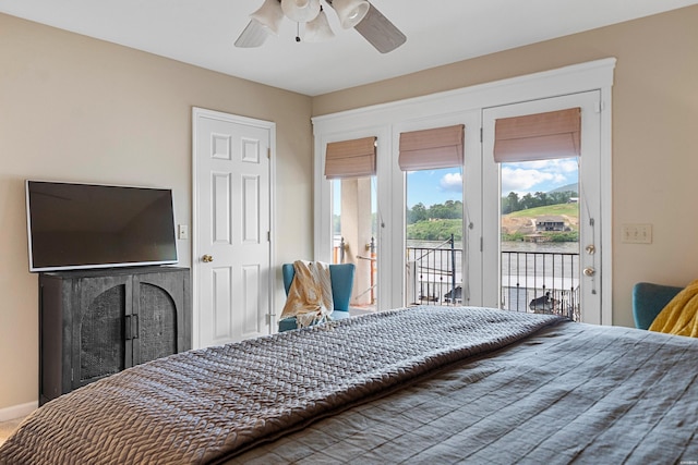 125 Eagle View Pt, Hot Springs, AR 71913 - bedroom with access to exterior and ceiling fan