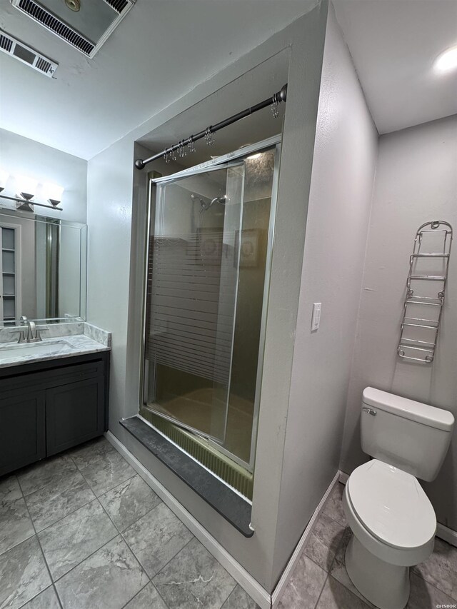 612 Independence, Hot Springs, AR 71913 - full bathroom featuring vanity, toilet, visible vents, and a shower stall