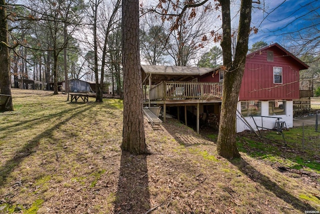 view of yard with a deck