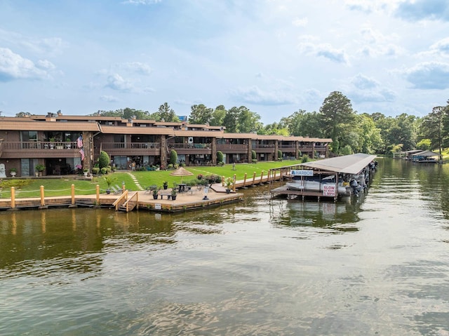 1412 Airport Rd, Hot Springs, AR 71913 - dock featuring a water view, a yard, and boat lift