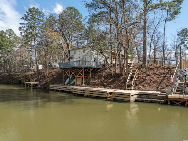 734 Randall Rd, Hot Springs, AR 71913 - dock area featuring stairway and a deck with water view