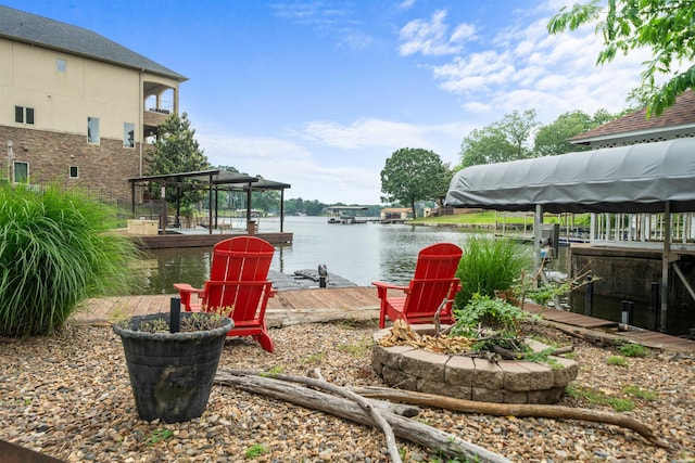 180 Port Au Prince, Hot Springs, AR 71913 - dock area with a water view and a fire pit
