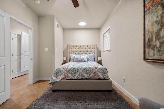 180 Port Au Prince, Hot Springs, AR 71913 - bedroom with baseboards, ceiling fan, and light tile patterned flooring