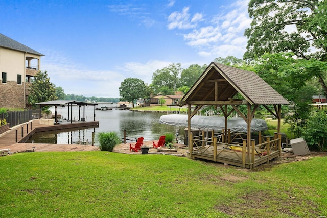 180 Port Au Prince, Hot Springs, AR 71913 - dock featuring a yard, a water view, and boat lift