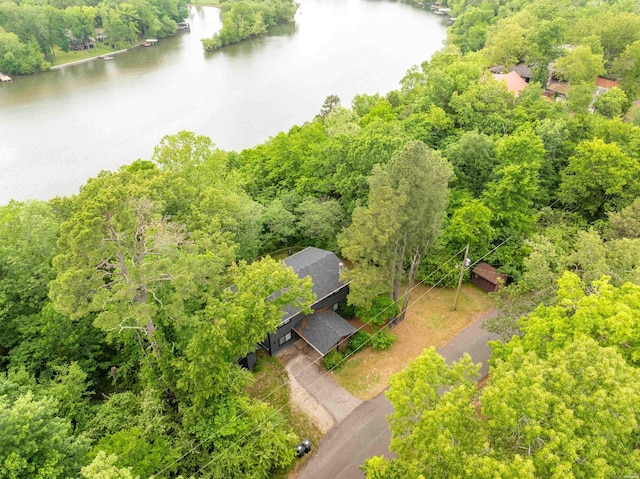 340 Vanadium Cir, Hot Springs, AR 71901 - bird's eye view featuring a water view and a forest view